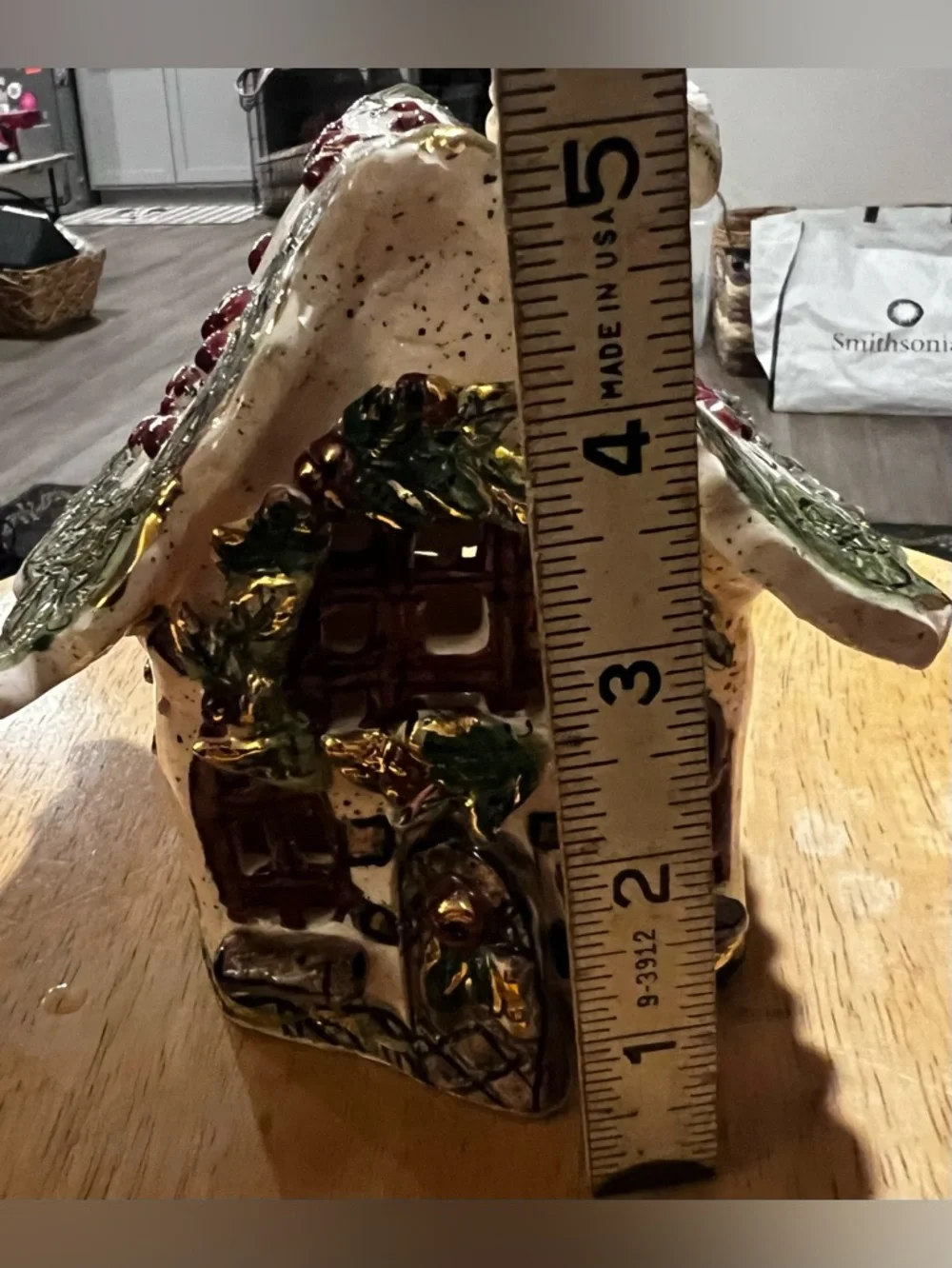 Blue Sky Heather Goldminc Christmas Cottage Tealight House Holly Berry Vintage